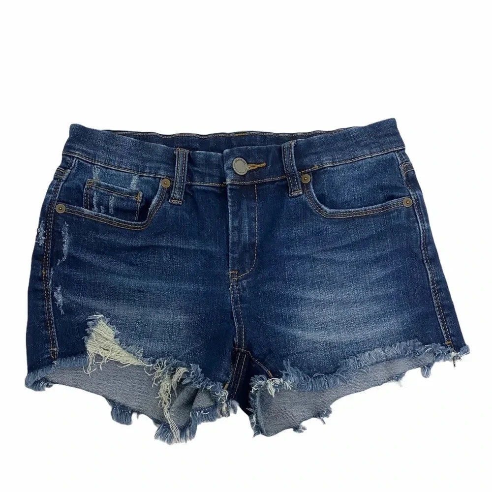 BLANKNYC The Essex Classic Cut Off Distressed Jean Shorts Denim Blue Size 25 - Picture 2 of 9